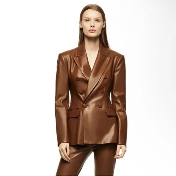 Zara Brown Double-breasted Faux Blazer Brandy Jacket Blazer, NWT - Picture 1 of 12